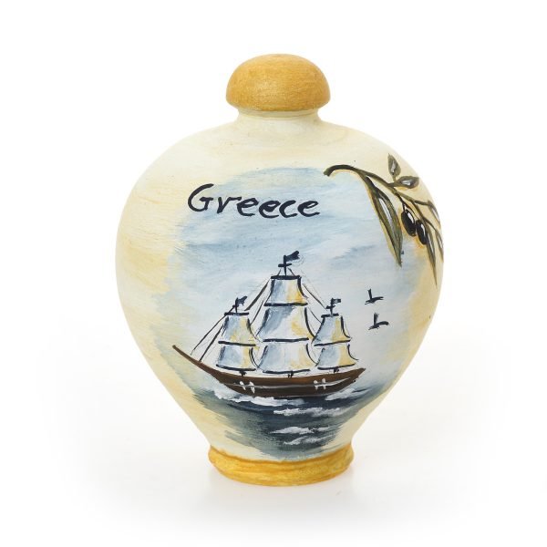 Κεραμικός Κουμπαράς Ζωγραφισμένος στο Χέρι "Καράβι"